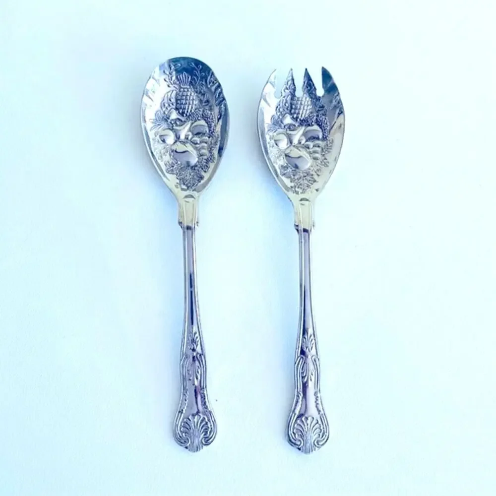 Vtg Silver Plated Fruit Salad Serving Fork Spoon FB Rogers Italy